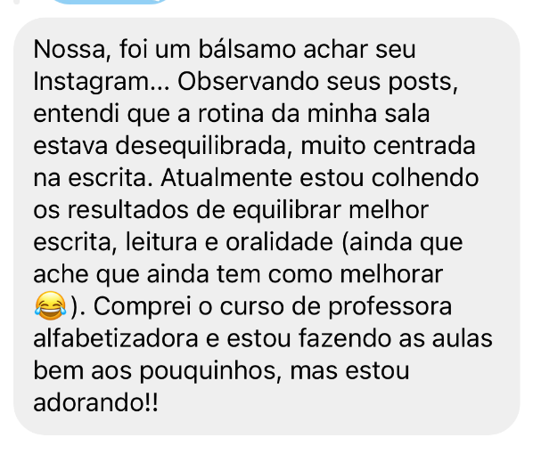 Depoimento de professora sobre a rotina em sala